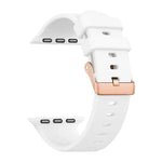 Dây đeo đồng hồ silicone màu trơn khóa vàng hồng, dành cho Apple Watch 42mm / 41mm / 40mm / 38mm