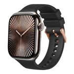 Dây đeo đồng hồ silicone màu trơn khóa vàng hồng, dành cho Apple Watch 42mm / 41mm / 40mm / 38mm
