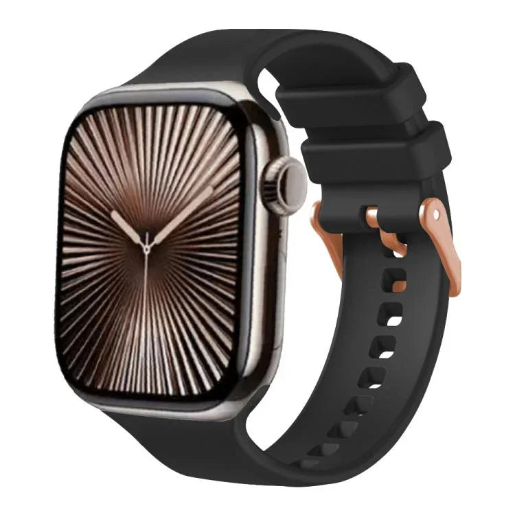 Dây đeo đồng hồ silicone màu trơn khóa vàng hồng, dành cho Apple Watch 42mm / 41mm / 40mm / 38mm