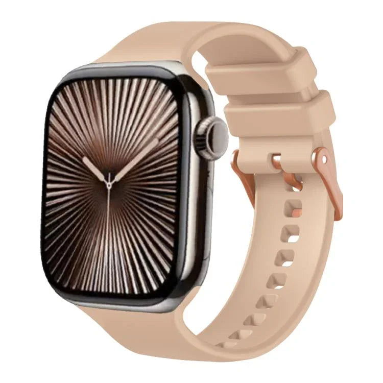 Dây đeo đồng hồ silicone màu trơn khóa vàng hồng, dành cho Apple Watch 42mm / 41mm / 40mm / 38mm