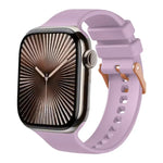 Dây đeo đồng hồ silicone màu trơn khóa vàng hồng, dành cho Apple Watch 42mm / 41mm / 40mm / 38mm
