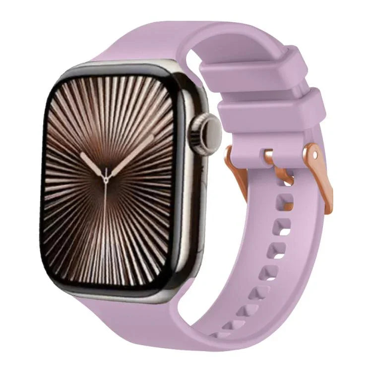Dây đeo đồng hồ silicone màu trơn khóa vàng hồng, dành cho Apple Watch 42mm / 41mm / 40mm / 38mm