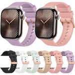 Dây đeo đồng hồ silicone màu trơn khóa vàng hồng, dành cho Apple Watch 42mm / 41mm / 40mm / 38mm