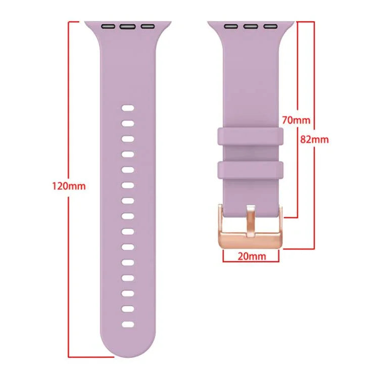 Dây đeo đồng hồ silicone màu trơn khóa vàng hồng, dành cho Apple Watch 42mm / 41mm / 40mm / 38mm