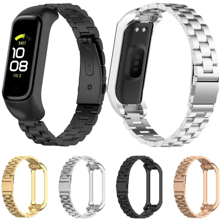 Dây đồng hồ thép ba hạt tích hợp khung kim loại xDfind, Dành cho Samsung Galaxy Fit 2