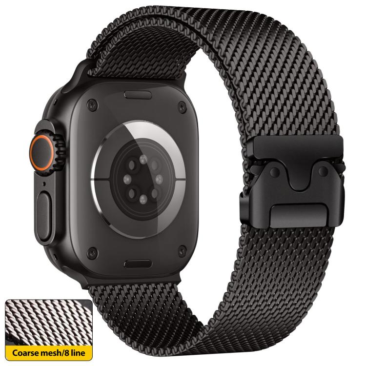 Dây đeo đồng hồ thép không gỉ Milanese lưới dày khóa ô dù xDfind, dành cho Apple Watch 46mm / 49mm / 45mm / 44mm lưới dày