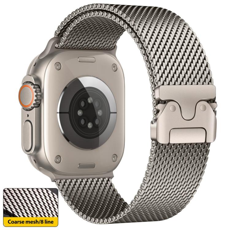 Dây đeo đồng hồ thép không gỉ Milanese lưới dày khóa ô dù xDfind, dành cho Apple Watch 46mm / 49mm / 45mm / 44mm lưới dày