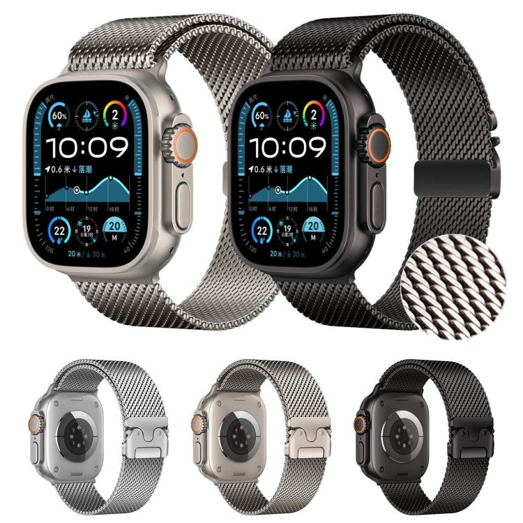 Dây đeo đồng hồ thép không gỉ Milanese lưới dày khóa ô dù xDfind, dành cho Apple Watch 46mm / 49mm / 45mm / 44mm lưới dày