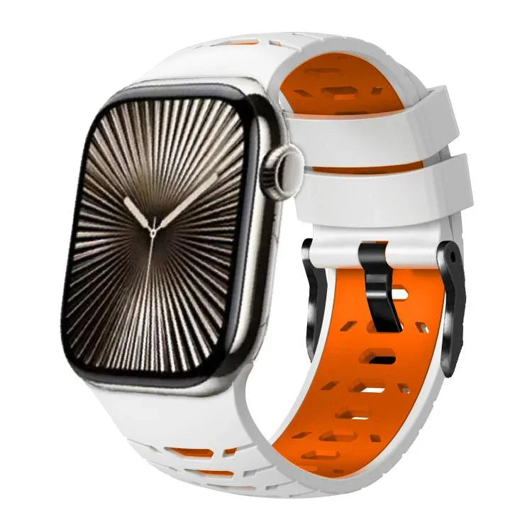 Dây đeo đồng hồ silicone hai màu hình thang, dành cho Apple Watch 46mm / 49mm / 45mm / 44mm