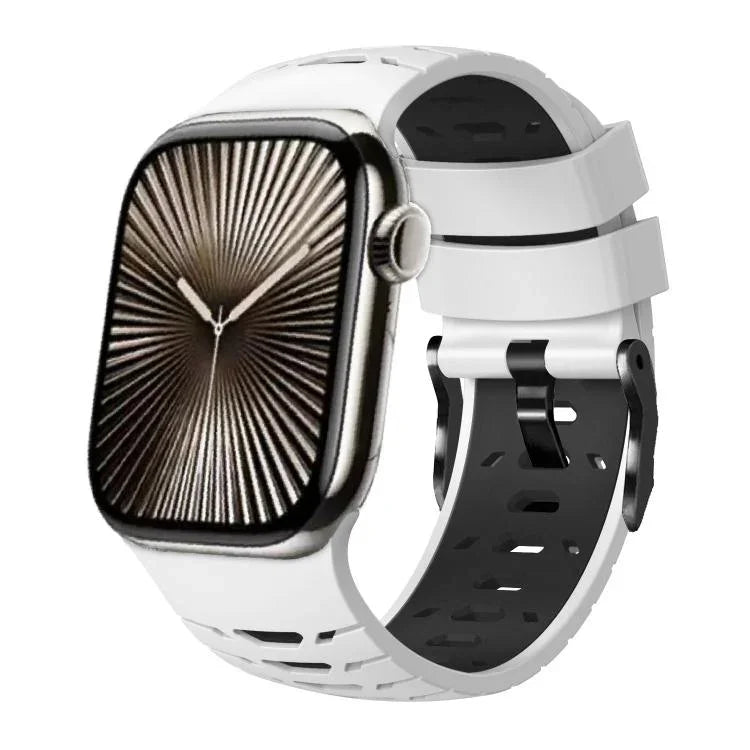 Dây đeo đồng hồ silicone hai màu hình thang, dành cho Apple Watch 46mm / 49mm / 45mm / 44mm