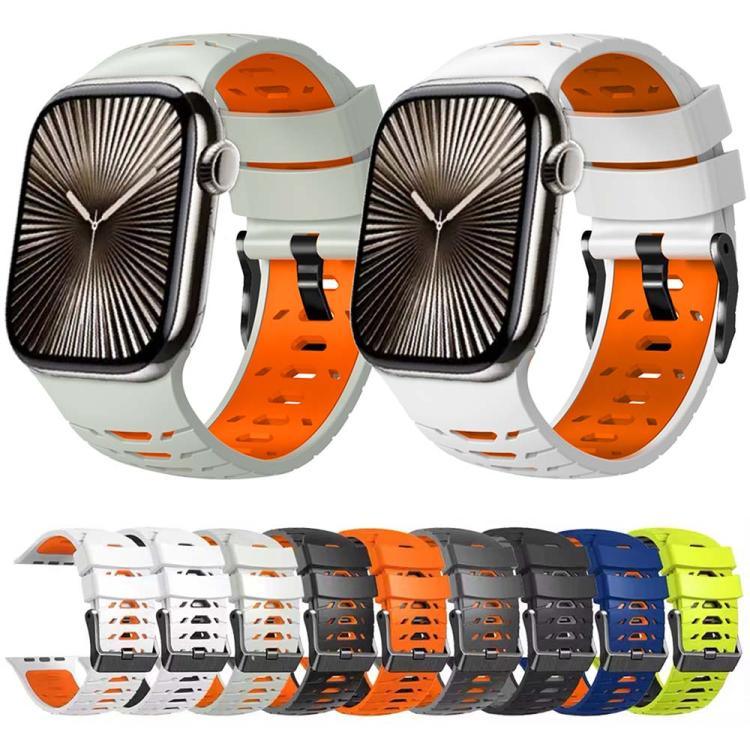 Dây đeo đồng hồ silicone hai màu hình thang, dành cho Apple Watch 46mm / 49mm / 45mm / 44mm