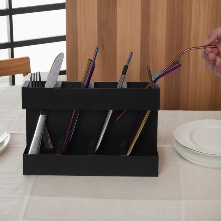 Giá đựng ống hút và dao kéo kim loại 4 ngăn kèm 12 tấm nam châm mềm, có 12 tấm nam châm mềm