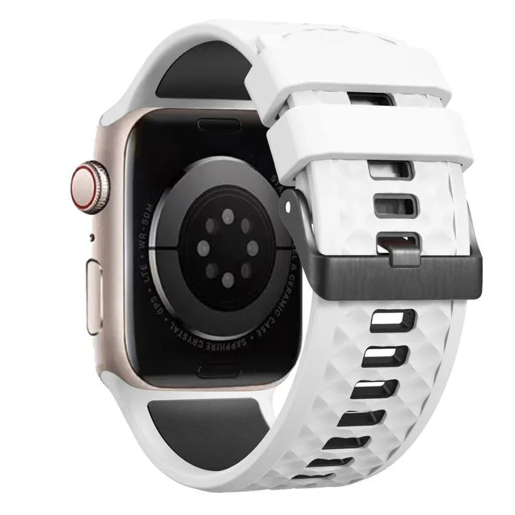 Dây đeo đồng hồ silicone hai màu họa tiết kim cương, dành cho Apple Watch 46mm / 49mm / 45mm / 44mm