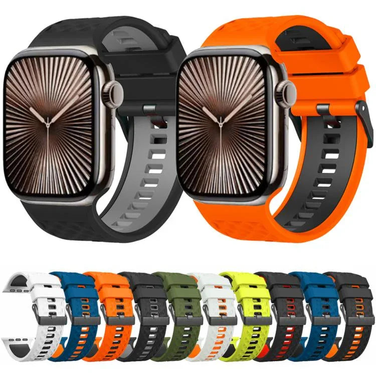 Dây đeo đồng hồ silicone hai màu họa tiết kim cương, dành cho Apple Watch 46mm / 49mm / 45mm / 44mm