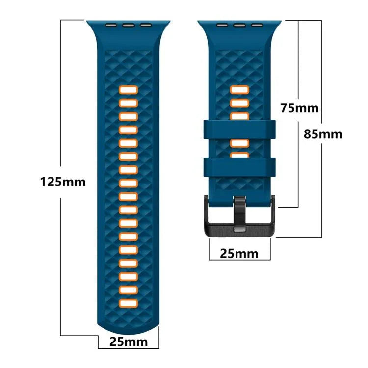 Dây đeo đồng hồ silicone hai màu họa tiết kim cương, dành cho Apple Watch 46mm / 49mm / 45mm / 44mm