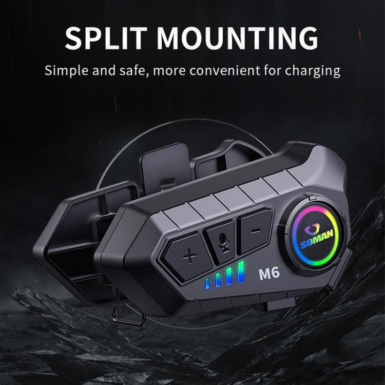 Tai nghe Bluetooth mũ bảo hiểm xe máy SOMAN với micro thoại stereo, M6-Mic cứng, M6-Mic mềm