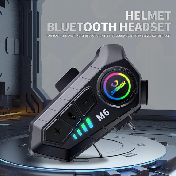 Tai nghe Bluetooth mũ bảo hiểm xe máy SOMAN với micro thoại stereo, M6-Mic cứng, M6-Mic mềm
