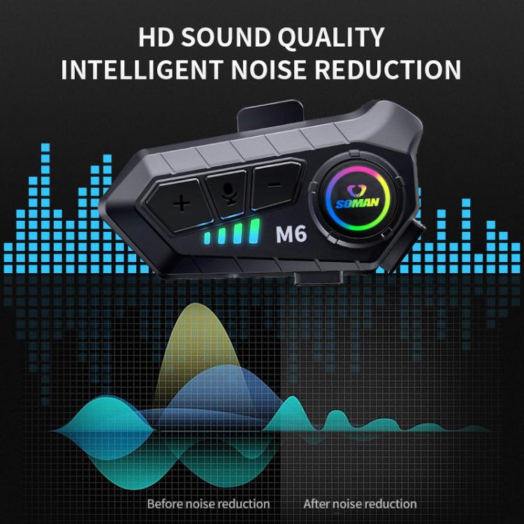 Tai nghe Bluetooth mũ bảo hiểm xe máy SOMAN với micro thoại stereo, M6-Mic cứng, M6-Mic mềm