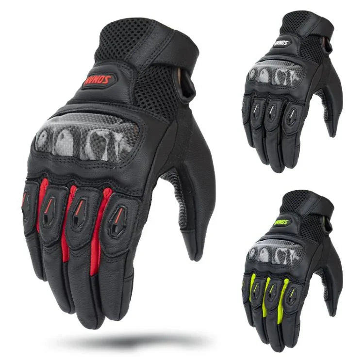 Găng Tay Xe Máy SOMAN MG21 Da Cừu Sợi Carbon Găng Tay Chống Trượt Đi Đường Trường, M, L, XL, XXL