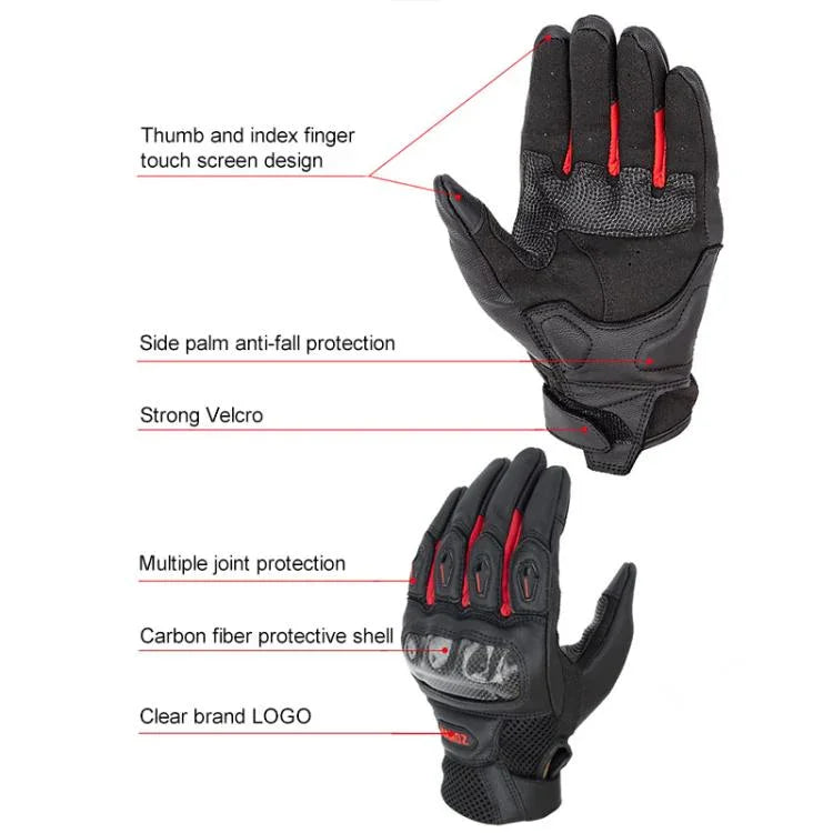 Găng Tay Xe Máy SOMAN MG21 Da Cừu Sợi Carbon Găng Tay Chống Trượt Đi Đường Trường, M, L, XL, XXL