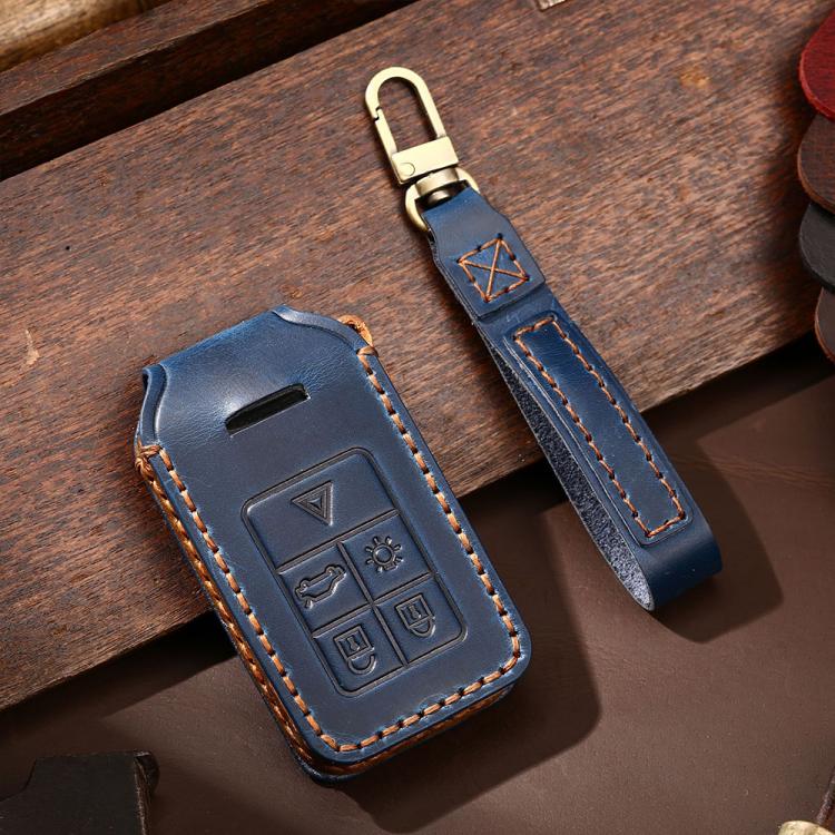 For Volvo XC60 / XC90 / S90 5-button C046 Crazy Horse Cowhide Car Key Protection Cover, For Volvo XC60 5-button, For Volvo XC60 / XC90 / S90 5-button