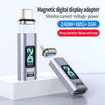 Bộ chuyển đổi hút nam châm kỹ thuật số PD240W 80Gbps 60K Type-C đực sang cái, đầu thẳng, đầu gập