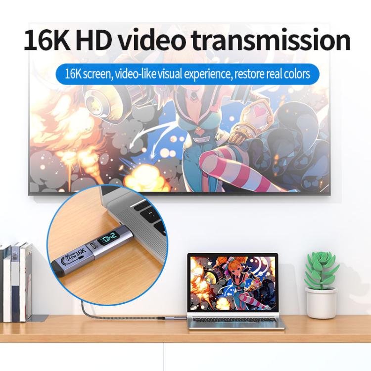 Bộ chuyển đổi hút nam châm kỹ thuật số PD240W 80Gbps 60K Type-C đực sang cái, đầu thẳng, đầu gập
