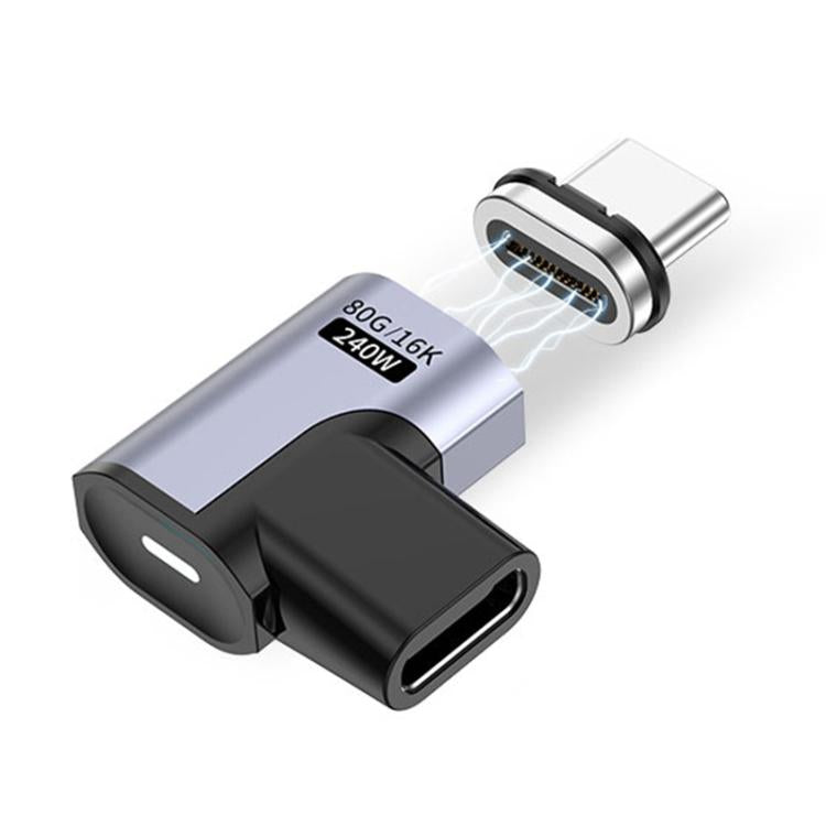 Bộ chuyển đổi hút nam châm PD240W 80Gbps 60K Type-C đực sang cái, đầu thẳng, đầu gập, đầu gập bên
