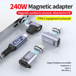 Bộ chuyển đổi hút nam châm PD240W 80Gbps 60K Type-C đực sang cái, đầu thẳng, đầu gập, đầu gập bên