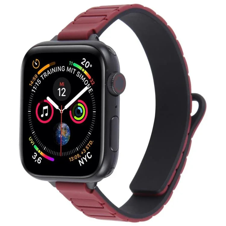 Dây đeo đồng hồ silicone nam châm hình chữ I mảnh mai, dành cho Apple Watch 46mm / 49mm / 45mm / 44mm, dành cho Apple Watch 42mm / 41mm / 40mm / 38mm