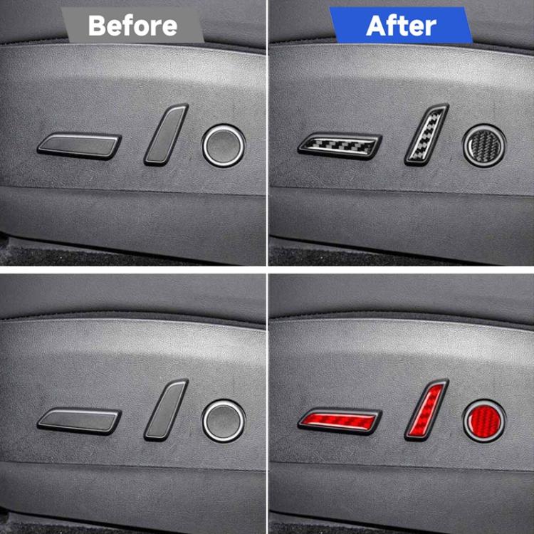 For Tesla Model 3 2023- 5pcs/Set Carbon Fiber Car Seat Adjustment Button Decorative Sticker, Car Seat Adjustment Button