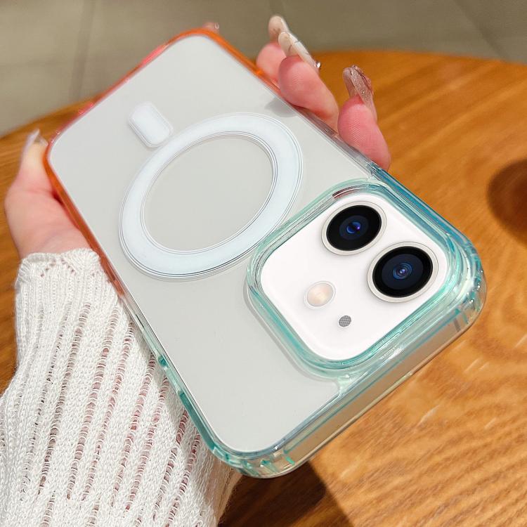 Ốp lưng điện thoại trong suốt phối màu gradient tương phản MagSafe, dành cho iPhone 11, dành cho iPhone 11 Pro