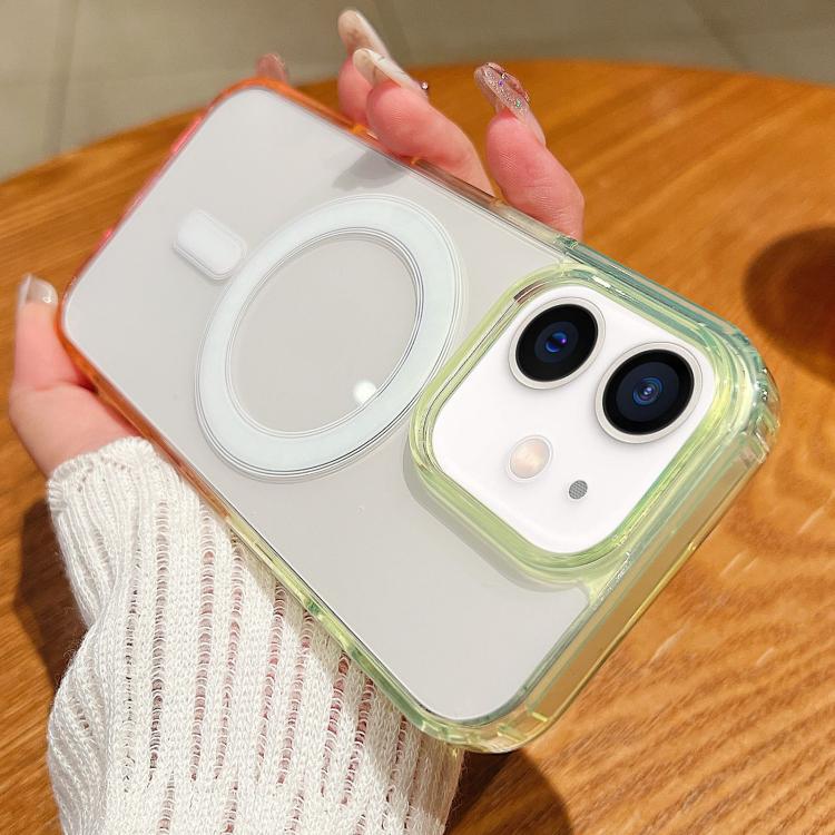 Ốp lưng điện thoại trong suốt phối màu gradient tương phản MagSafe, dành cho iPhone 11, dành cho iPhone 11 Pro