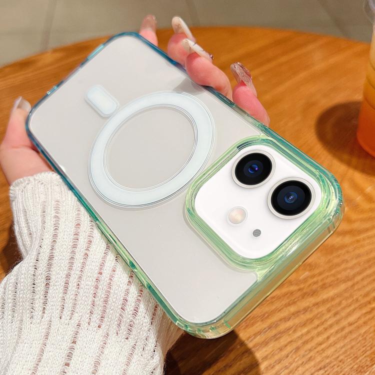 Ốp lưng điện thoại trong suốt phối màu gradient tương phản MagSafe, dành cho iPhone 11, dành cho iPhone 11 Pro