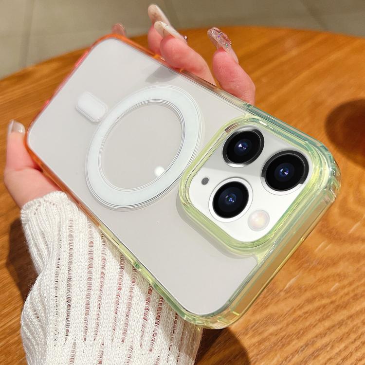 Ốp lưng điện thoại trong suốt phối màu gradient tương phản MagSafe, dành cho iPhone 11, dành cho iPhone 11 Pro