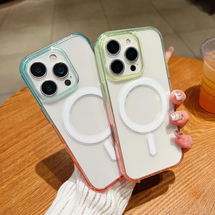 Ốp lưng điện thoại trong suốt phối màu gradient tương phản MagSafe, dành cho iPhone 11, dành cho iPhone 11 Pro