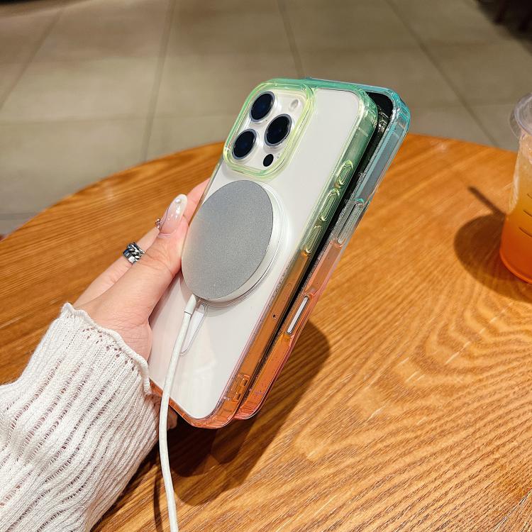 Ốp lưng điện thoại trong suốt phối màu gradient tương phản MagSafe, dành cho iPhone 11, dành cho iPhone 11 Pro