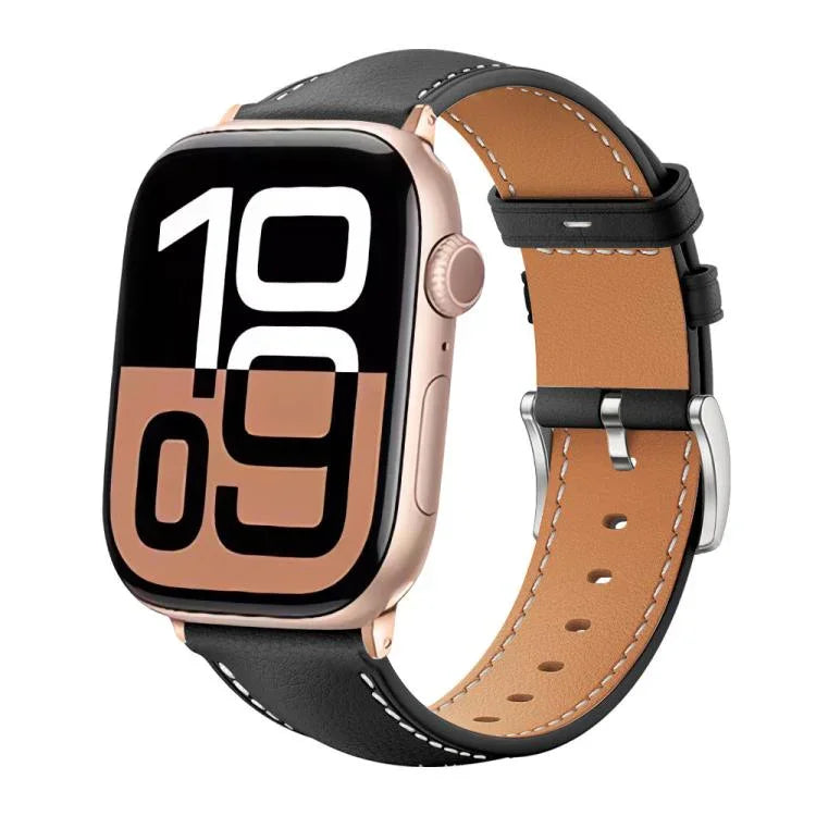 Dây đeo đồng hồ da hạt mịn cá mập đen xDfind, dành cho Apple Watch 42 / 44 / 45 / 46 / 49mm, dành cho Apple Watch 38 / 40 / 41 / S10 42mm