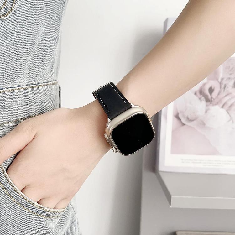 Dây đeo đồng hồ da hạt mịn cá mập đen xDfind, dành cho Apple Watch 42 / 44 / 45 / 46 / 49mm, dành cho Apple Watch 38 / 40 / 41 / S10 42mm