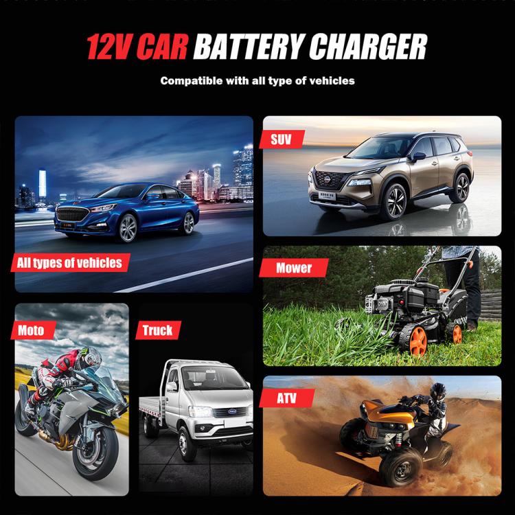 FOXSUR FBC1206F 12V 6A Car Motorcycle Battery Charger Smart Repair Multi-function Charger, EU Plug, US Plug, UK Plug, AU Plug