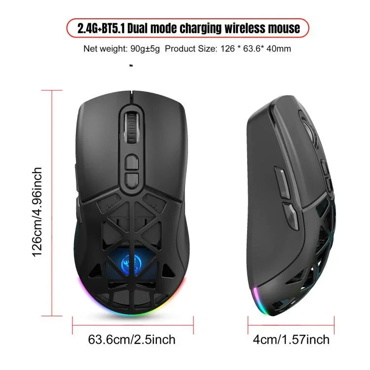 Chuột không dây có thể sạc lại HXSJ T26 hai chế độ 2.4G BT5.1, T26