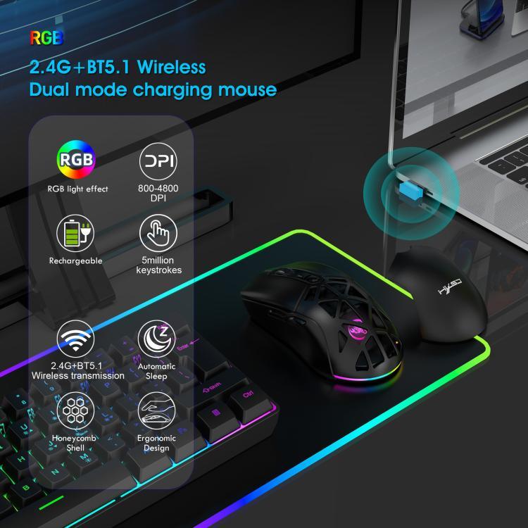 Chuột không dây có thể sạc lại HXSJ T26 hai chế độ 2.4G BT5.1, T26