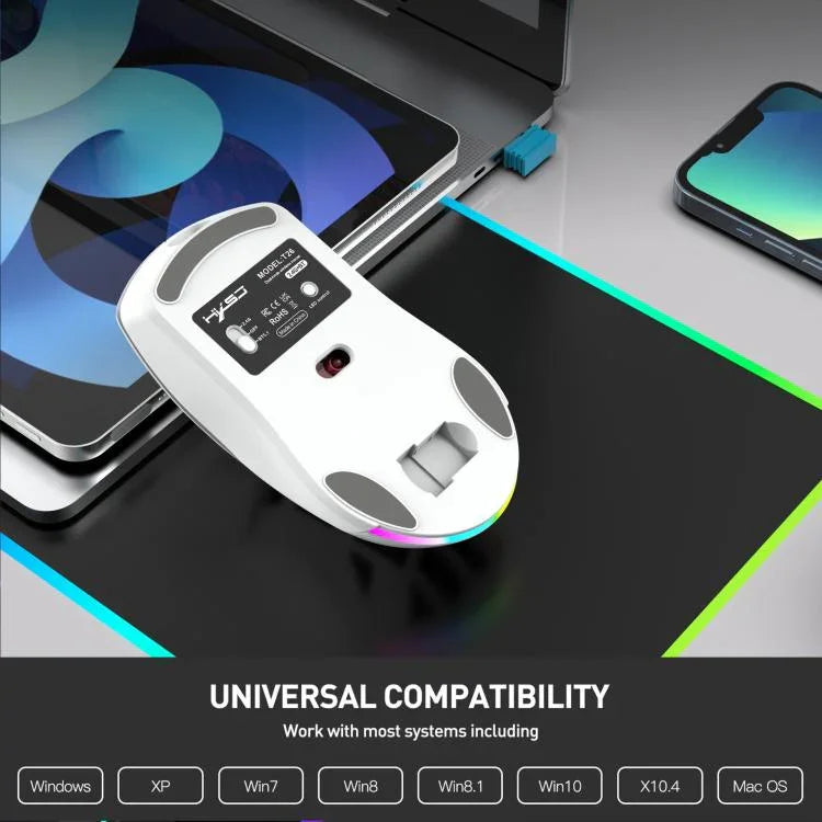 Chuột không dây có thể sạc lại HXSJ T26 hai chế độ 2.4G BT5.1, T26
