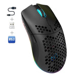 Chuột RGB có dây và không dây HXSJ T66 ba chế độ 2.4G BT5.3 có thể sạc lại, T66