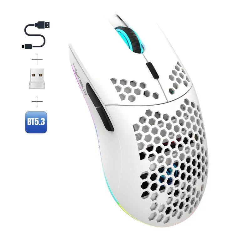 Chuột RGB có dây và không dây HXSJ T66 ba chế độ 2.4G BT5.3 có thể sạc lại, T66