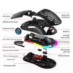 Chuột RGB có dây và không dây HXSJ T66 ba chế độ 2.4G BT5.3 có thể sạc lại, T66