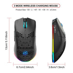Chuột RGB có dây và không dây HXSJ T66 ba chế độ 2.4G BT5.3 có thể sạc lại, T66