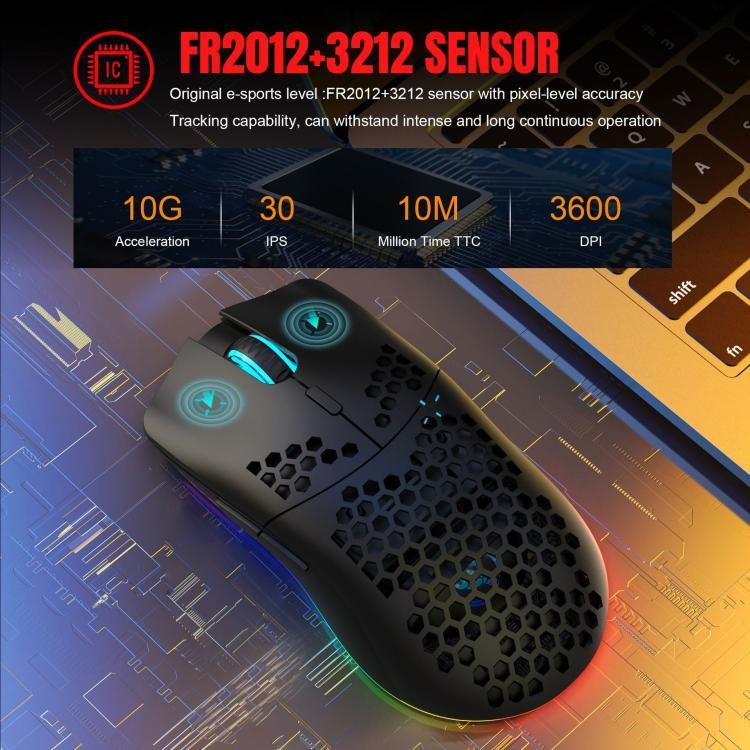 Chuột RGB có dây và không dây HXSJ T66 ba chế độ 2.4G BT5.3 có thể sạc lại, T66