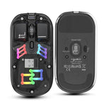 Chuột không dây RGB trong suốt HXSJ T200 hai chế độ 2.4G BT5.0, T200