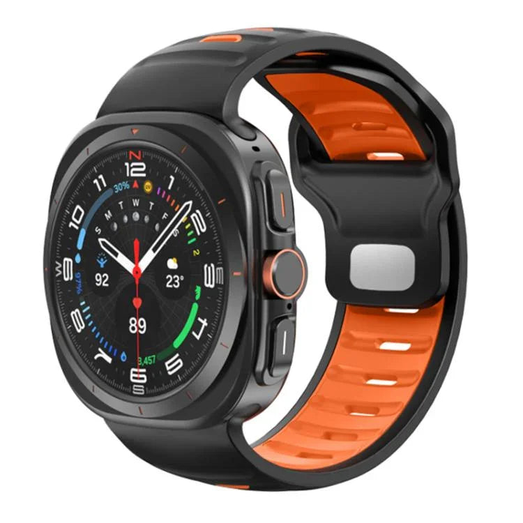 Dây đồng hồ silicone hai màu sọc, dành cho Samsung Galaxy Watch Ultra 47mm / Ultra 2025